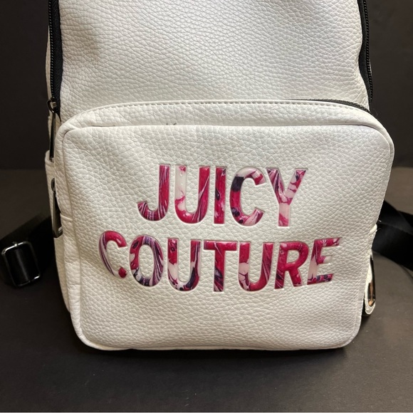 Juicy Couture All Nighter White Pebbled Faux Leather Backpack - Picture 6 of 16